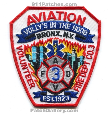 Aviation Volunteer Fire Department Company 3 Patch (New York)
Scan By: PatchGallery.com
Keywords: vol. dept. co. number no. #3 vollys in the hood bronx est. 1923
