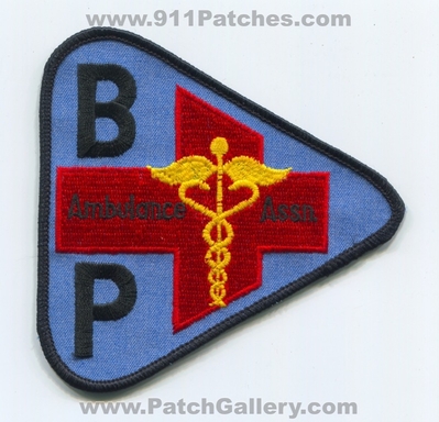BP Ambulance Association EMS Patch (UNKNOWN STATE)
Scan By: PatchGallery.com
Keywords: assn. emergency medical services