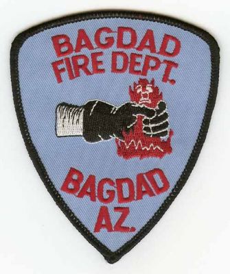 Bagdad Fire Dept
Thanks to PaulsFirePatches.com for this scan.
Keywords: arizona department