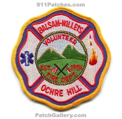 Balsam Willets Ochre Hill Volunteer Fire Department Patch (North Carolina)
Scan By: PatchGallery.com
Keywords: vol. dept. est. 1981
