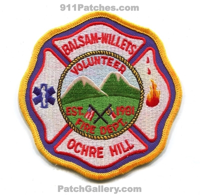 Balsam Willets Ochre Hill Volunteer Fire Department Patch (North Carolina)
Scan By: PatchGallery.com
Keywords: vol. dept. est. 1981