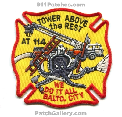 Baltimore City Fire Department Aerial Tower 114 Patch (Maryland)
Scan By: PatchGallery.com
Keywords: dept. bcfd b.c.f.d. company co. station at114 ladder truck tower above the rest we do it all
