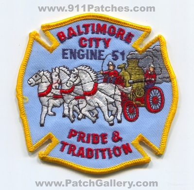 Baltimore City Fire Department BCFD Engine 51 Patch (Maryland)
Scan By: PatchGallery.com
Keywords: b.c.f.d. dept. company co. station pride and tradition horses steamer