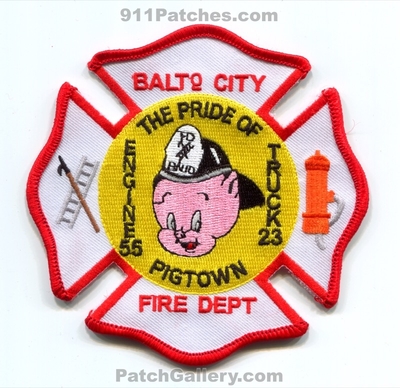 Baltimore City Fire Department Engine 55 Truck 23 Patch (Maryland)
Scan By: PatchGallery.com
Keywords: Balto. Dept. BCFD B.C.F.D. Company Co. Station The Pride of Pigtown