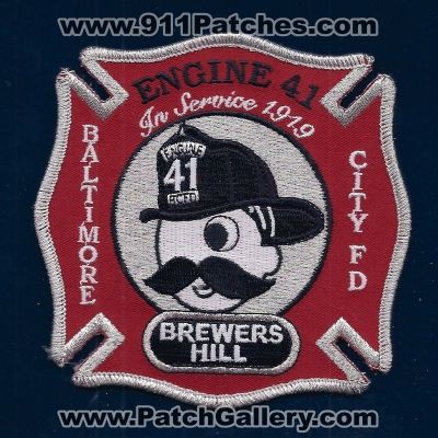 Baltimore City Fire Department Engine 41 (Maryland)
Thanks to PaulsFirePatches.com for this scan.
Keywords: dept. bcfd brewers hills