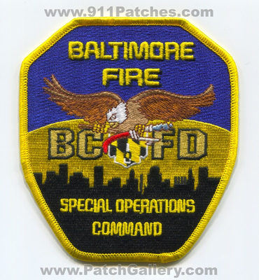 Baltimore City Fire Department Special Operations Command Patch (Maryland)
Scan By: PatchGallery.com
Keywords: Dept. BCFD B.C.F.D. SOC S.O.C. Company Co. Station