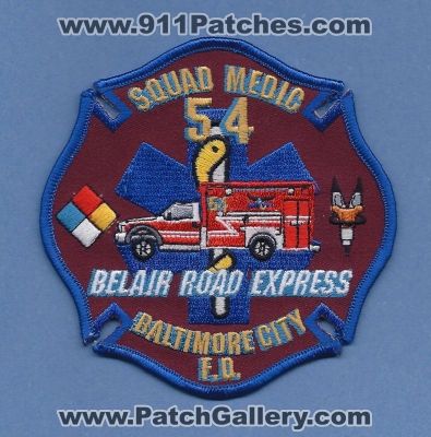 Baltimore City Fire Department Squad Medic 54 (Maryland)
Thanks to PaulsFirePatches.com for this scan.
Keywords: bcfd dept. ems f.d. 