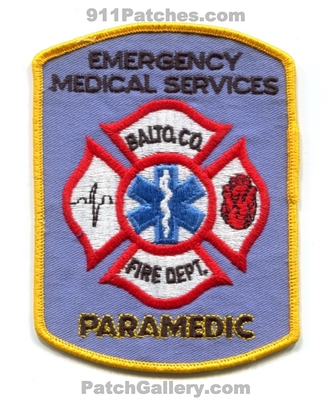 Baltimore County Fire Department Emergency Medical Services EMS Paramedic Patch (Maryland)
Scan By: PatchGallery.com
Keywords: balto. co. dept.