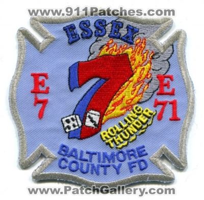 Baltimore County Fire Department Engine 7 and 71 (Maryland)
Scan By: PatchGallery.com
Keywords: dept. bcofd b.co.f.d. balto. company station e7 e71 essex rolling thunder