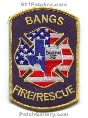 Bangs Fire Rescue Department Patch (Texas)
Scan By: PatchGallery.com
Keywords: dept. established 1927