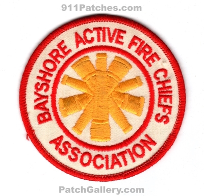 Bayshore Active Fire Chiefs Association Patch (New Jersey)
Scan By: PatchGallery.com
Keywords: assoc. assn. department dept.