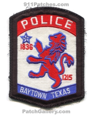 Baytown Police Department Patch (Texas)
Scan By: PatchGallery.com
Keywords: dept. 1836 1215
