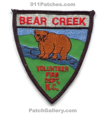 Bear Creek Volunteer Fire Department Patch (North Carolina)
Scan By: PatchGallery.com
Keywords: vol. dept. n.c.