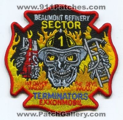 Beaumont Refinery Exxon Mobil Sector 1 Fire Department (Texas)
Scan By: PatchGallery.com
Keywords: dept. oil terminators we dance where the devil walks!