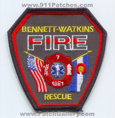 Bennett-Watkins Fire Rescue Department District 7 Patch (Colorado)
[b]Scan From: Our Collection[/b]
Keywords: dept. dist. number no. #7