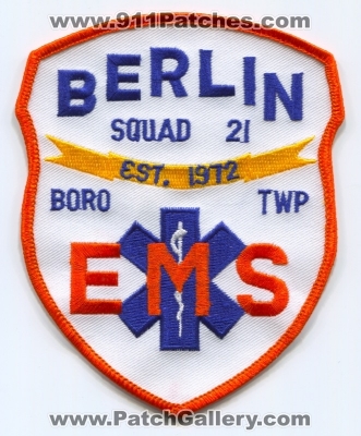 Berlin Emergency Medical Services EMS Squad 21 (New Jersey)
Scan By: PatchGallery.com
Keywords: boro township twp.