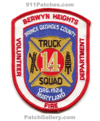 Berwyn Heights Volunteer Fire Department Truck Squad 14 Prince Georges County Patch (Maryland)
Scan By: PatchGallery.com
Keywords: vol. dept. co. station org. 1924