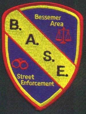 Bessemer Area Street Enforcement B.A.S.E.
Thanks to EmblemAndPatchSales.com for this scan.
Keywords: alabama police base