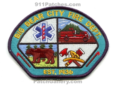 Big Bear City Fire Department Patch (California)
Scan By: PatchGallery.com
Keywords: dept. est. 1936