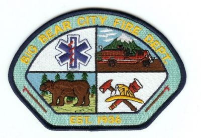 Big Bear City Fire Dept
Thanks to PaulsFirePatches.com for this scan.
Keywords: california department