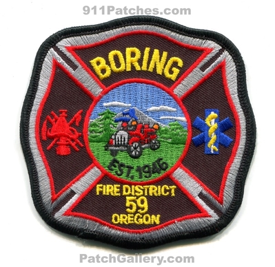 Boring Fire District 59 Patch (Oregon)
Scan By: PatchGallery.com
Keywords: dist. number no. #59 department dept. est. 1946