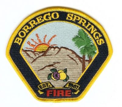 Borrego Springs Fire
Thanks to PaulsFirePatches.com for this scan.
Keywords: california