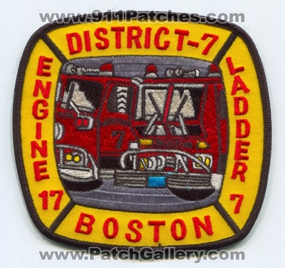 Boston Fire Department Engine 17 Ladder 7 District 7 Patch (Massachusetts)
Scan By: PatchGallery.com
Keywords: Dept. BFD B.F. D. Company Co. Station