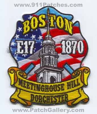 Boston Fire Department Engine 17 Patch (Massachusetts)
Scan By: PatchGallery.com
Keywords: Dept. BFD B.F.D. E17 Company Co. Station Meetinghouse Hill Dorchester - 1870