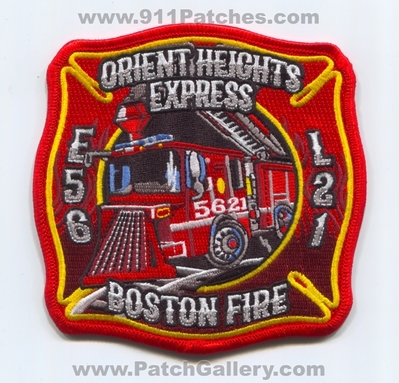 Boston Fire Department Engine 56 Ladder 21 Patch (Massachusetts)
Scan By: PatchGallery.com
Keywords: Dept. BFD B.F.D. E56 L21 Aerial Truck Company Co. Station Orient Heights Express - Train