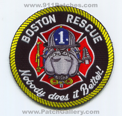 Boston Fire Department Rescue 1 Patch (Massachusetts)
Scan By: PatchGallery.com
Keywords: dept. bfd b.f.d. company co. station nobody does it better! 1917 bulldog
