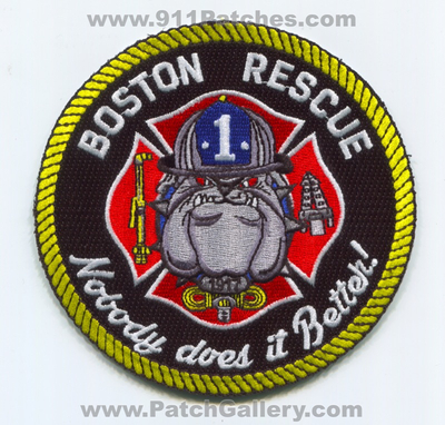 Boston Fire Department Rescue 1 Patch (Massachusetts)
Scan By: PatchGallery.com
Keywords: dept. bfd b.f.d. company co. station nobody does it better! 1917 bulldog