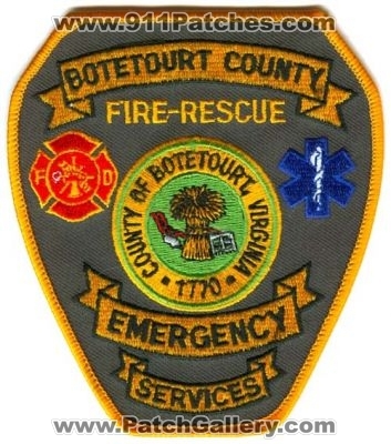 Botetourt County Fire Rescue Department Emergency Services Patch (Virginia)
Scan By: PatchGallery.com
Keywords: co. dept. fd of