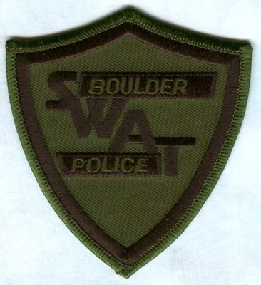 Boulder Police SWAT Patch (Colorado)
[b]Scan From: Our Collection[/b]
[b]Patch Made By: 911Patches.com [/b]
