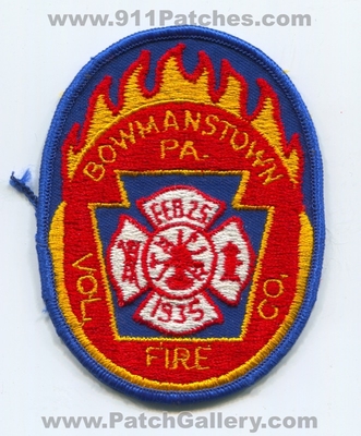 Bowmanstown Volunteer Fire Company Patch (Pennsylvania)
Scan By: PatchGallery.com
Keywords: vol. co. department dept. feb 25 1935