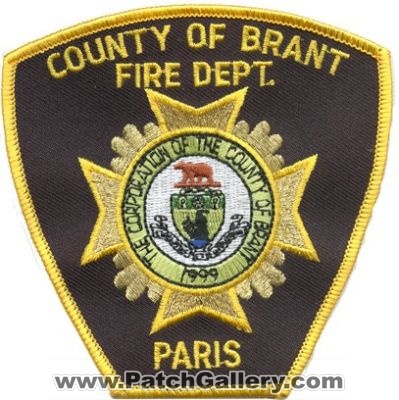 Brant County Paris Fire Dept (Canada ON)
Thanks to zwpatch.ca for this scan.
Keywords: of department