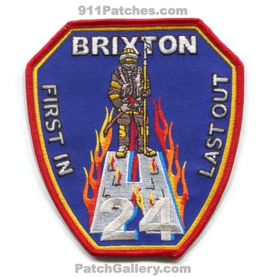Brixton Fire Department Station H-24 Patch (United Kingdom)
Scan By: PatchGallery.com
Keywords: dept. h24 first in last out