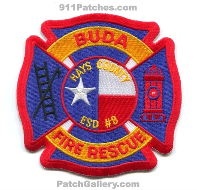 Buda Fire Rescue Department Hays County Emergency Services District ESD 8 Patch (Texas)
Scan By: PatchGallery.com
Keywords: dept. co. number no. #8