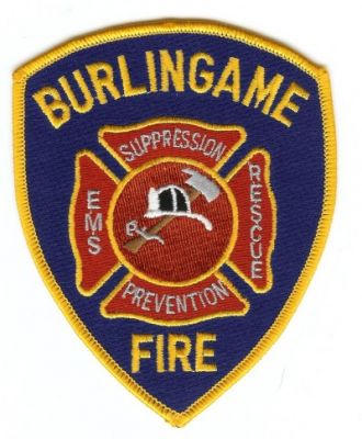 Burlingame Fire
Thanks to PaulsFirePatches.com for this scan.
Keywords: california rescue ems