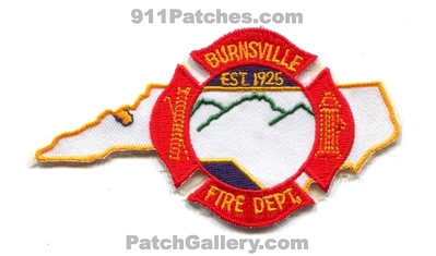 Burnsville Fire Department Patch (North Carolina) (State Shape)
Scan By: PatchGallery.com
Keywords: dept. est. 1925