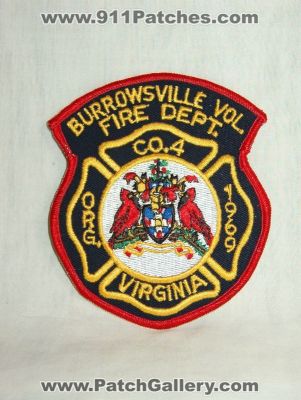 Burrowsville Volunteer Fire Department Company 4 (Virginia)
Thanks to Walts Patches for this picture.
Keywords: vol. dept. co.