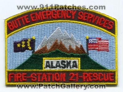 Butte Emergency Services Fire Rescue Department Station 21 Patch (Alaska)
Scan By: PatchGallery.com
Keywords: department dept.