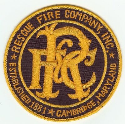 Rescue Fire Company Inc (Maryland)
Thanks to PaulsFirePatches.com for this scan.
Keywords: cambridge
