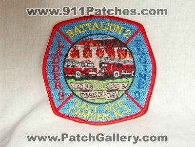 Camden Fire Engine 9 Ladder 3 Battalion 2 (New Jersey)
Thanks to Walts Patches for this picture.
Keywords: nj n.j.