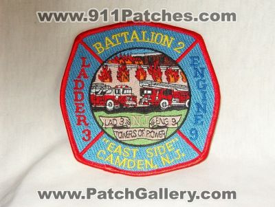 Camden Fire Engine 9 Ladder 3 Battalion 2 (New Jersey)
Thanks to Walts Patches for this picture.
Keywords: nj n.j.