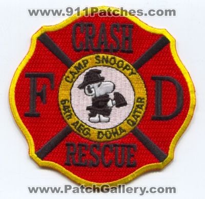 Camp Snoopy Crash Fire Rescue Department Patch (Qatar)
Scan By: PatchGallery.com
Keywords: cfr arff aircraft airport firefighter firefighting 64th aeg doha