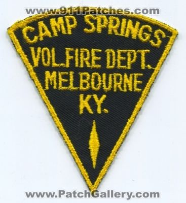 Camp Springs Volunteer Fire Department Melbourne Patch (Kentucky)
Scan By: PatchGallery.com
Keywords: vol. dept. ky.