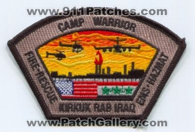 Camp Warrior Fire Rescue Department Kirkuk RAB Patch (Iraq)
Scan By: PatchGallery.com
Keywords: dept. ems haz-mat hazmat