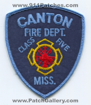 Canton Fire Department Patch (Mississippi)
Scan By: PatchGallery.com
Keywords: dept. class five 5 miss.