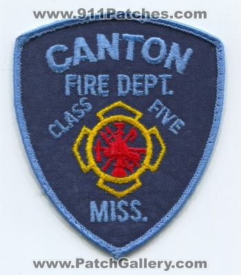 Canton Fire Department Patch (Mississippi)
Scan By: PatchGallery.com
Keywords: dept. class five 5 miss.