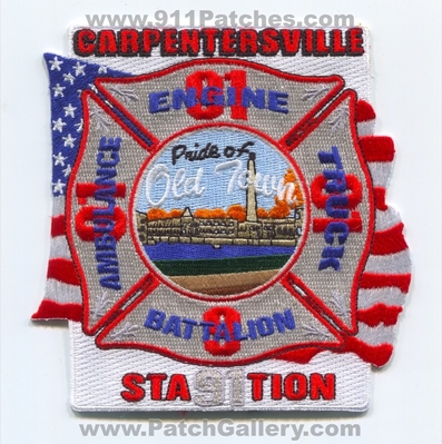 Carpentersville Fire Department Station 91 Patch (Illinois)
Scan By: PatchGallery.com
Keywords: Dept. Engine Truck Ambulance Battalion Company Co. Pride of Old Town